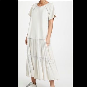 NWT free people sun fade midi dress gardenia combo white XS